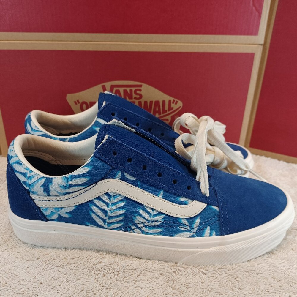 Vans Men's 4.5/Women's 6 Old Skool Solar Floral Blue and White VNOA4U3BWV8